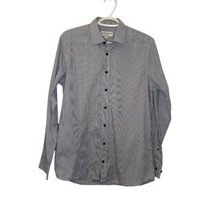 Harry Rosen slim long sleeve button down shirt black and white men's size M